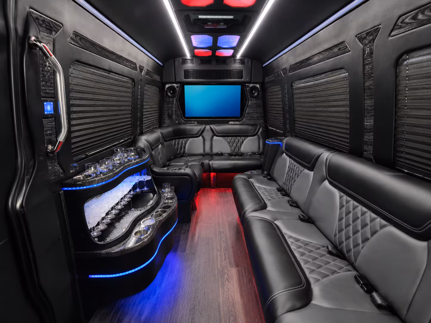 raleigh 25 passenger party bus interior