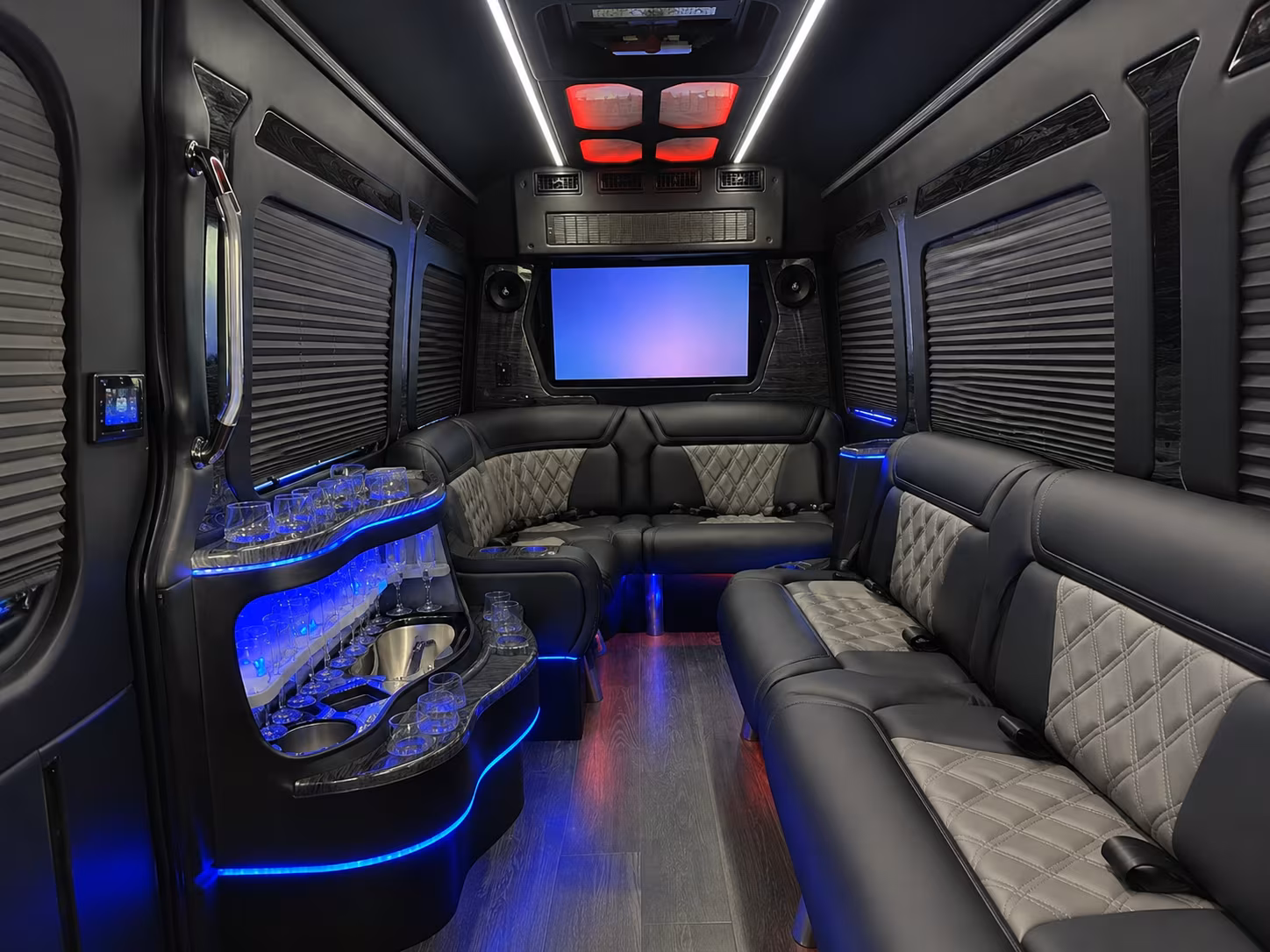 raleigh 30 passenger party bus inside
